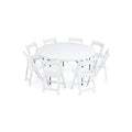 Premium Set: 5-Foot Plastic Round Table with 8 Chairs Set