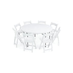 Premium Set: 5-Foot Plastic Round Table with 8 Chairs Set