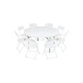 5-Foot Plastic Round Table with 8 Standard Chair Set