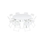 5-Foot Plastic Round Table with 8 Standard Chair Set