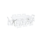 Premium Set: 6-Foot Plastic Rectangular Table with 8 Chairs Set