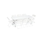 6-Foot Plastic Rectangular Table with 8 Standard Chair Set